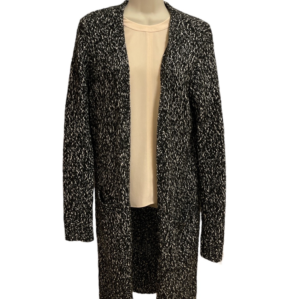 H.One long cardigan sweater, patch pockets, sz Sm